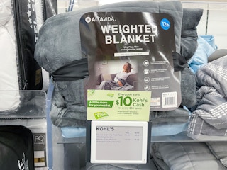 Altavida 12-Pound Ultra Plush Faux Mink Weighted Blanket on shelf