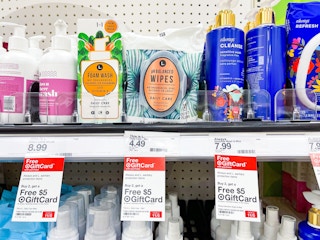 shelf with feminine care products