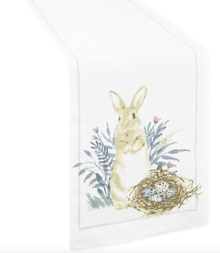 a table runner with a bunny on it 