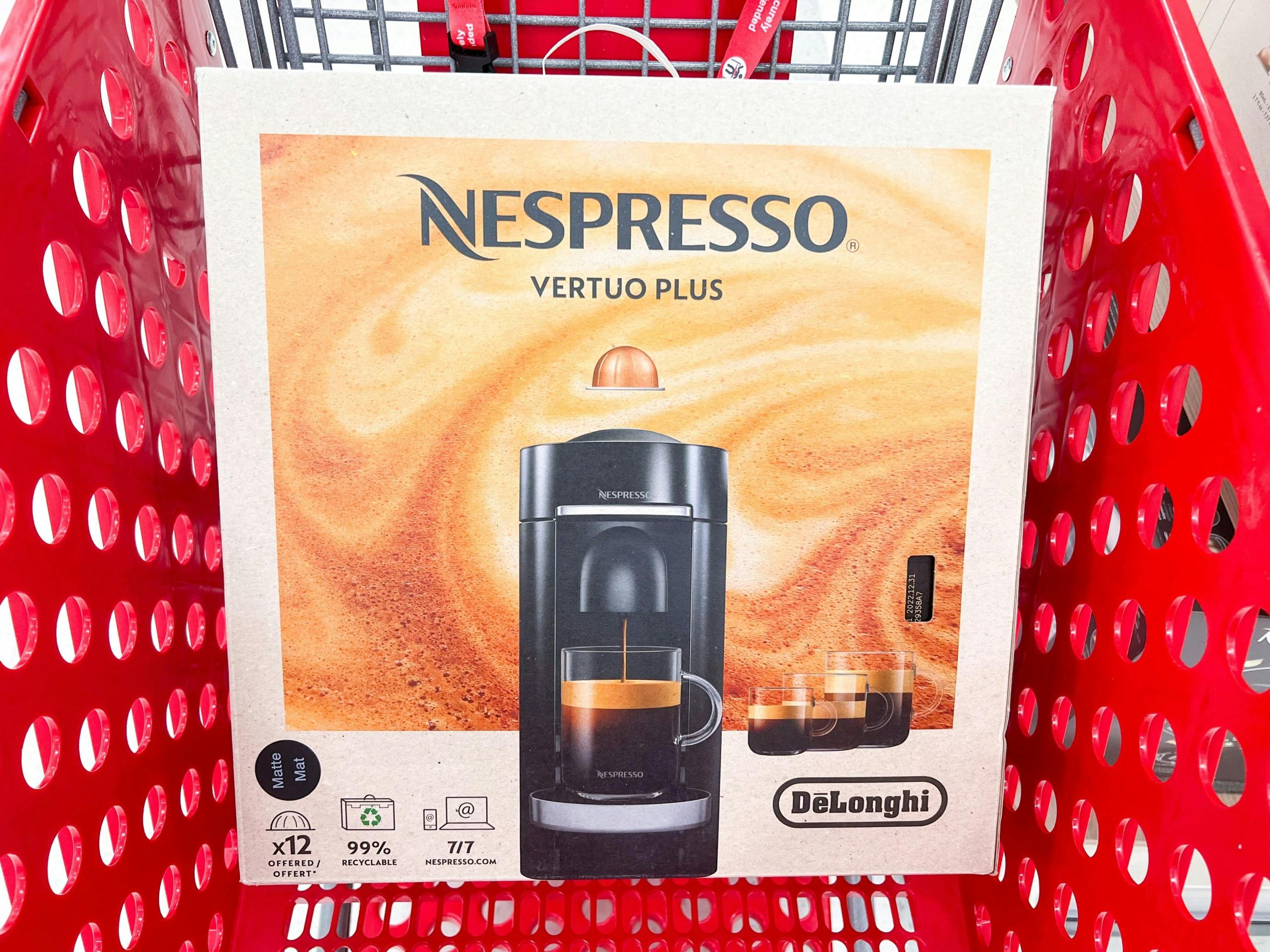 nespresso machine sitting in cart