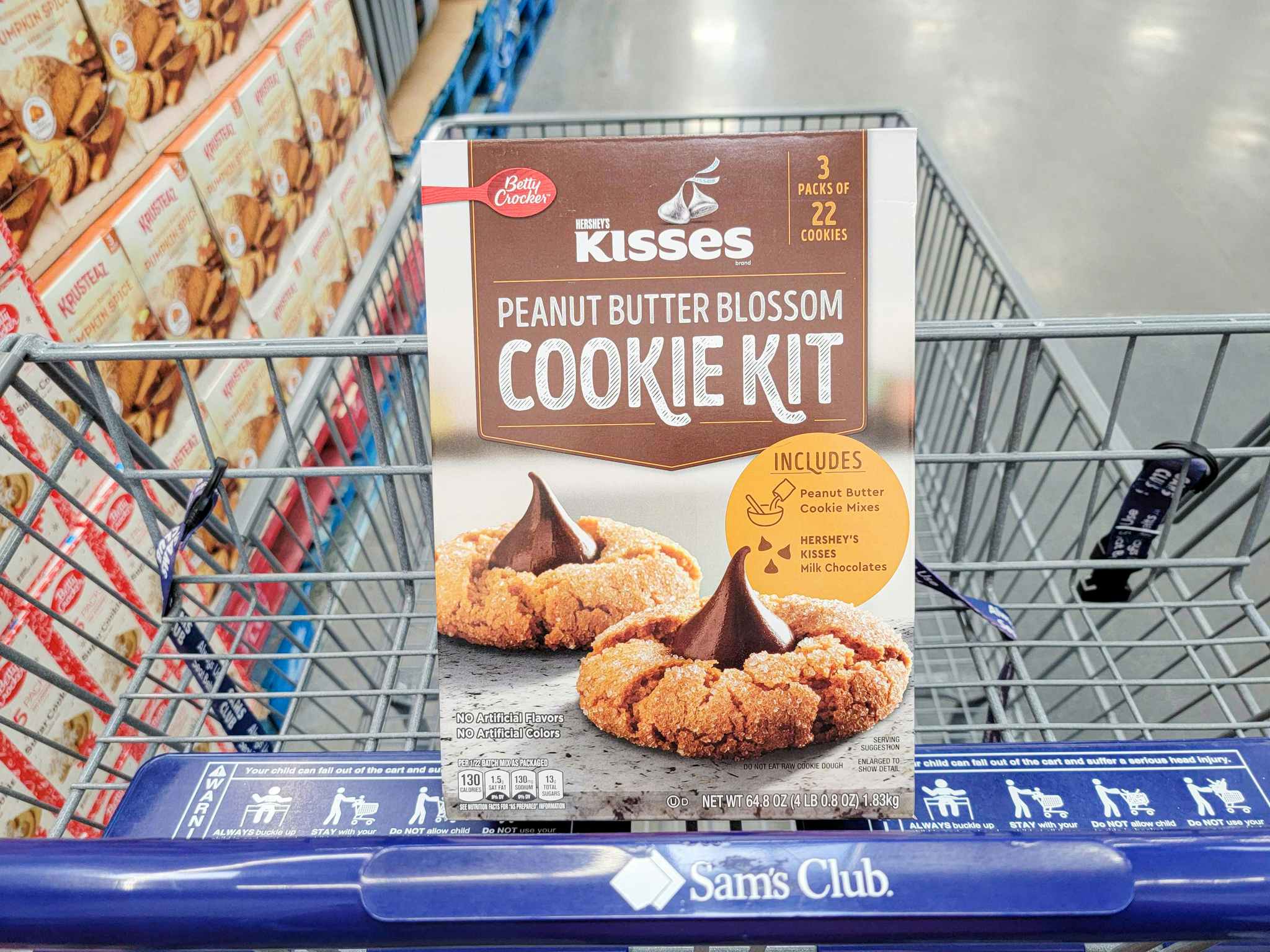 betty crocker peanut butter cookie kit in a cart