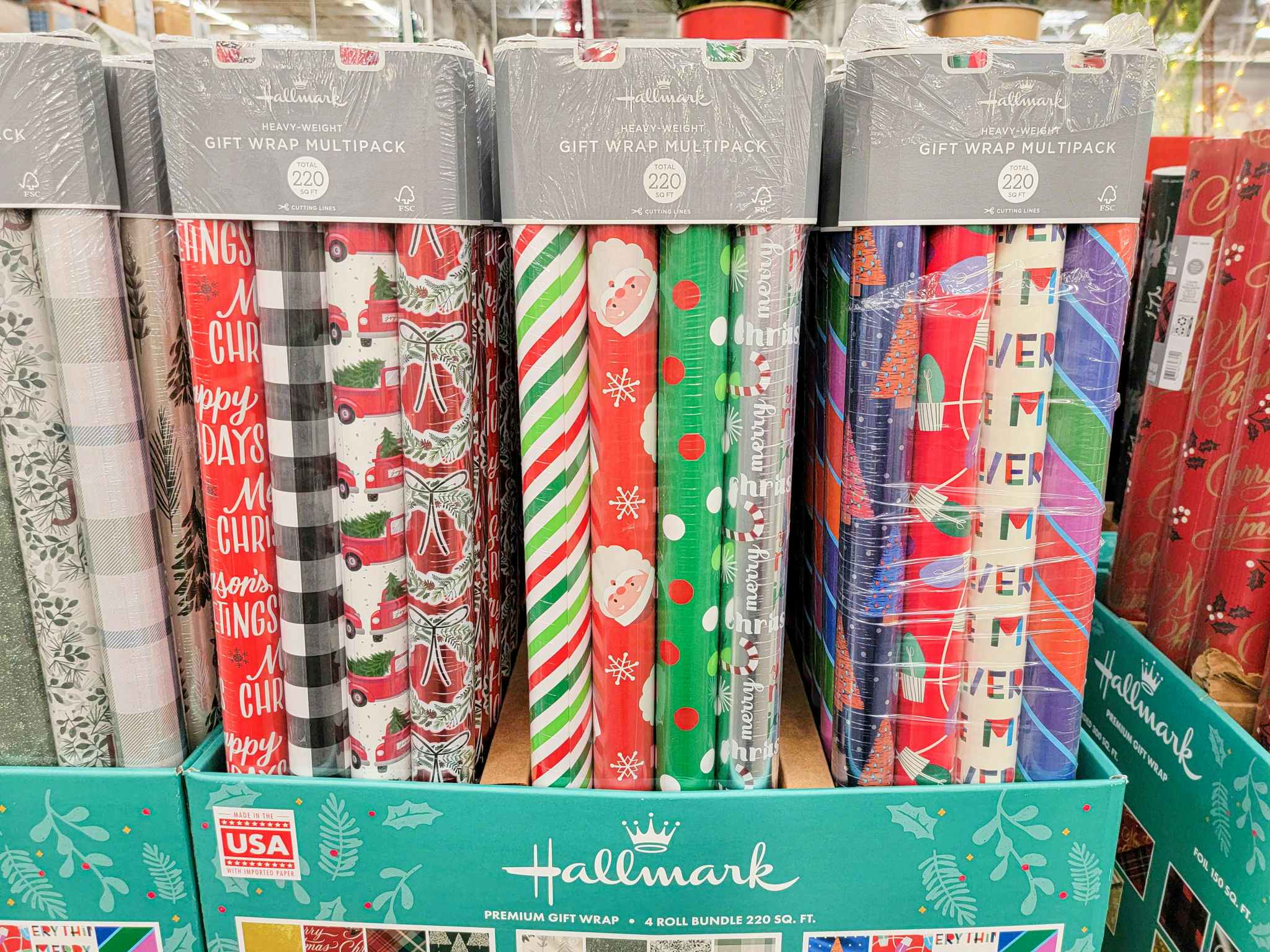 4 packs of hallmark christmas wrapping paper 