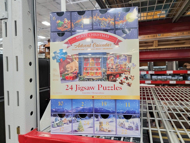 jigsaw puzzle advent calendar on a shelf