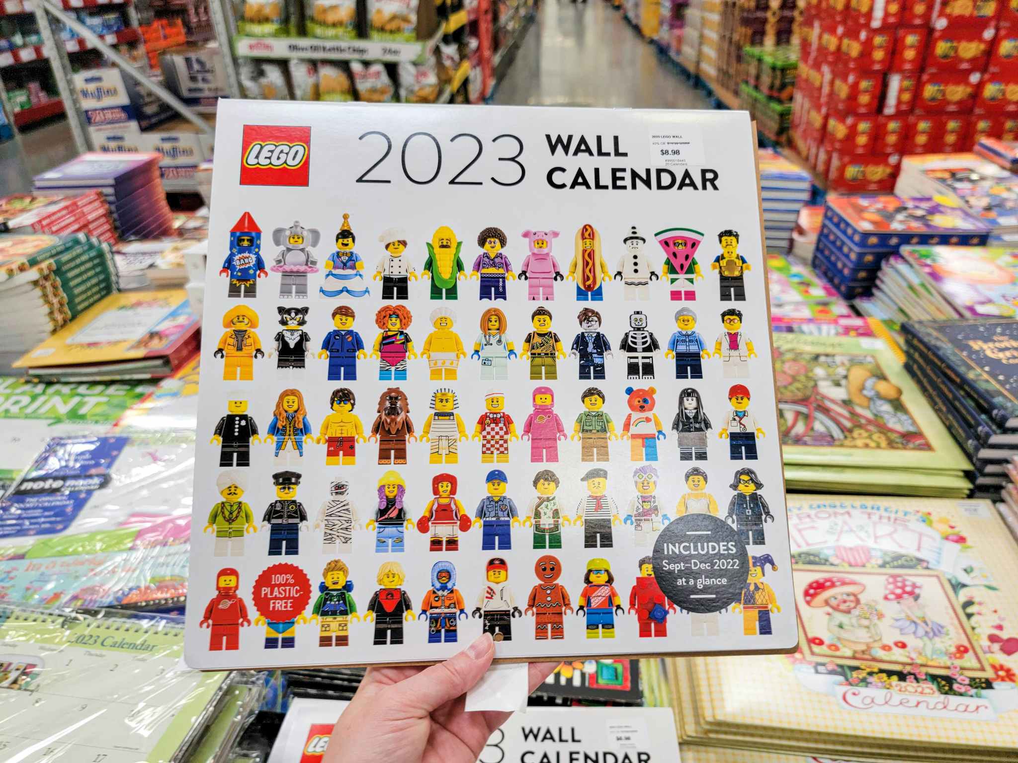 hand holding a 2023 lego wall calendar