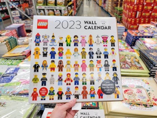 hand holding a 2023 lego wall calendar