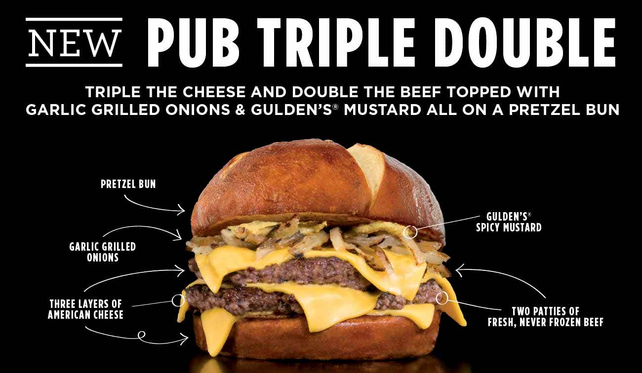 Promotional advertisement for the triple double burger at Smashburger, the product at the center of the dispute in the Smashburger lawsuit and settlement.
