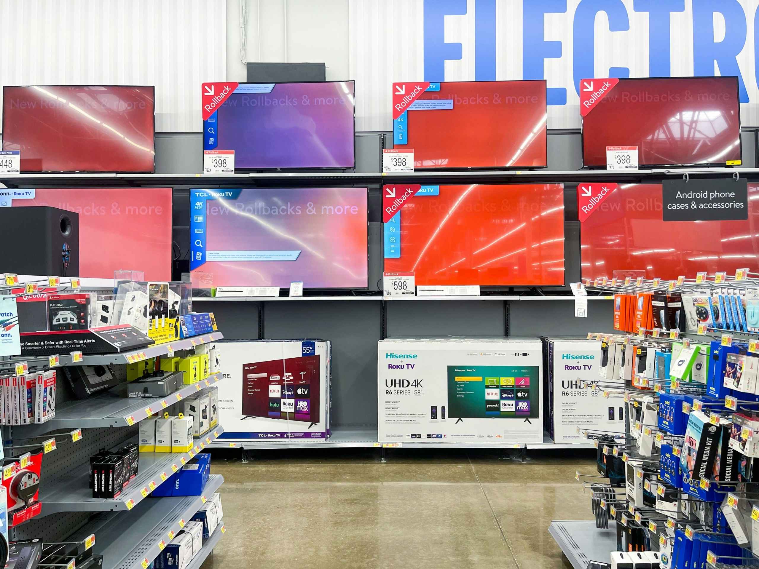 TV aisle at Walmart