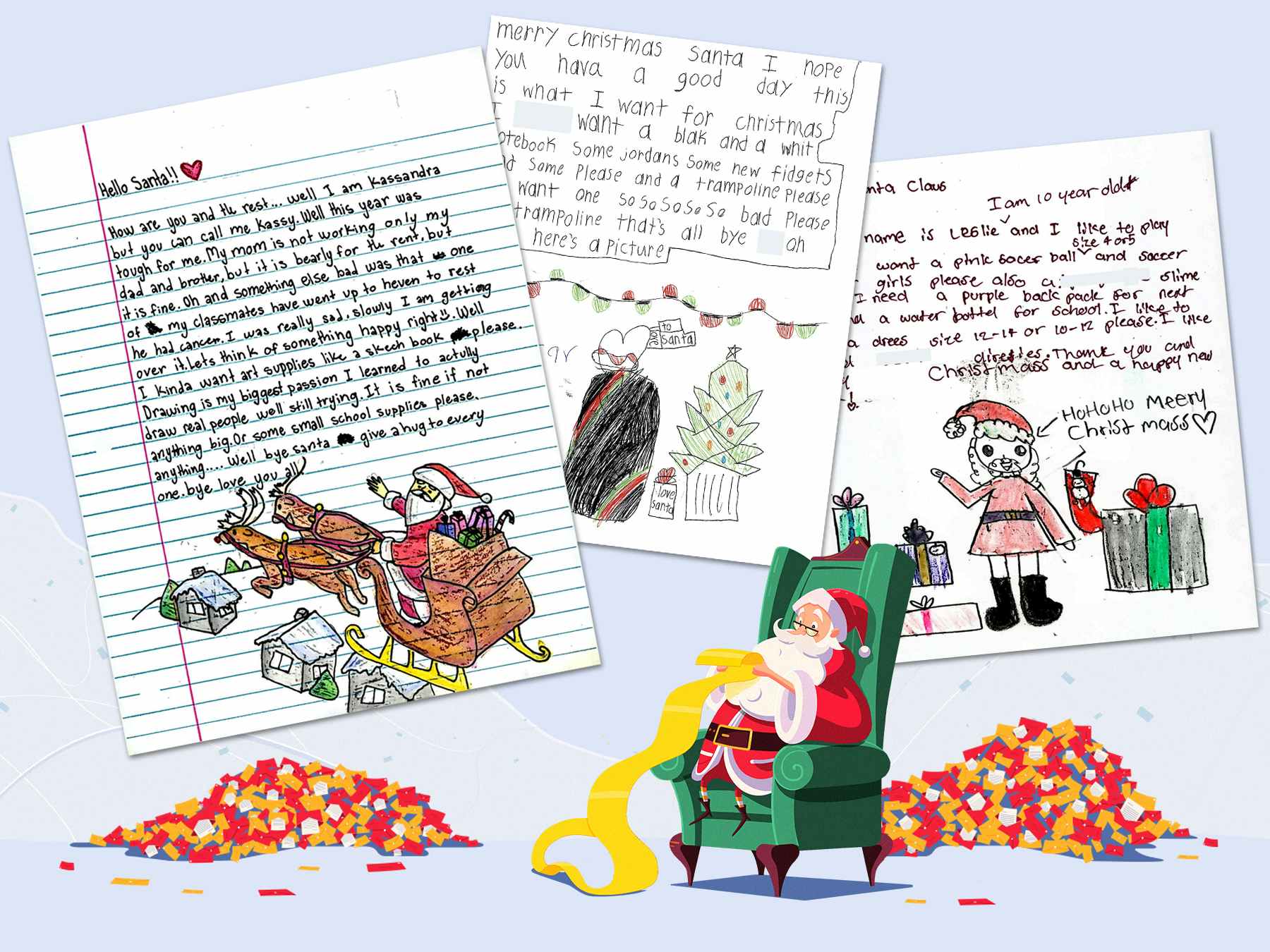 Letters to santa from Operation Santa.