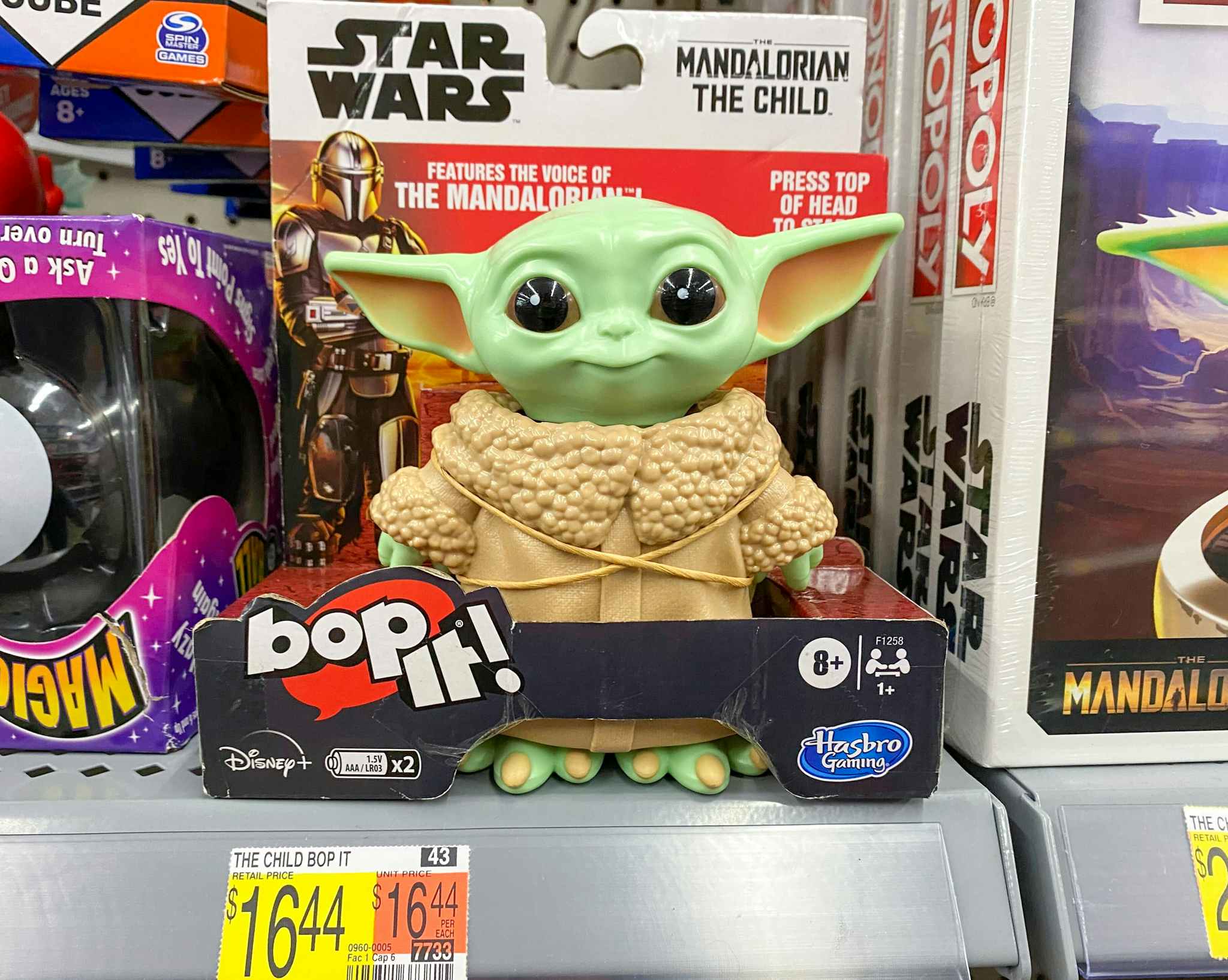 baby yoda bop it on walmart shelf