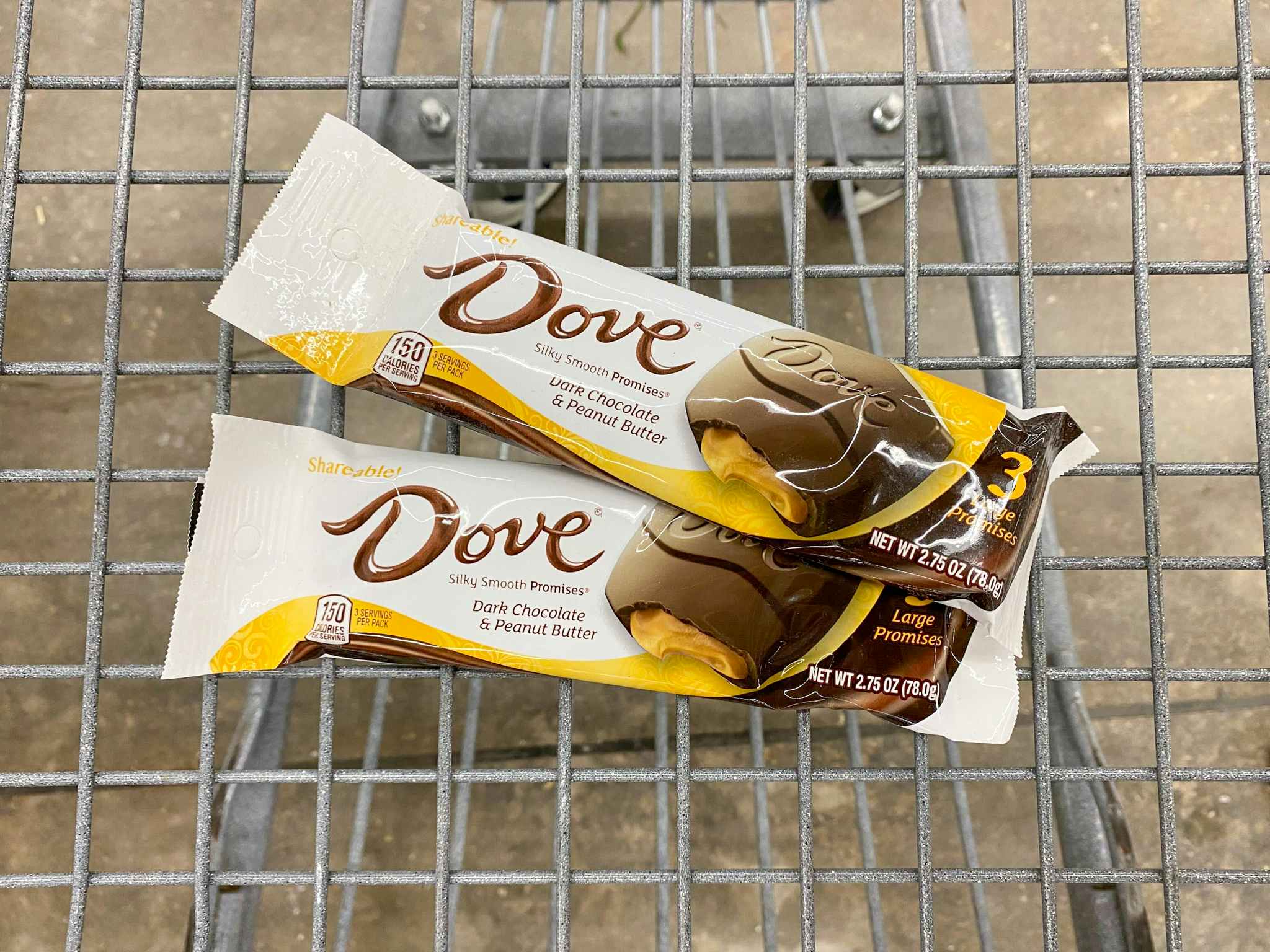 dove chocolate and peanut butter promises in walmart cart