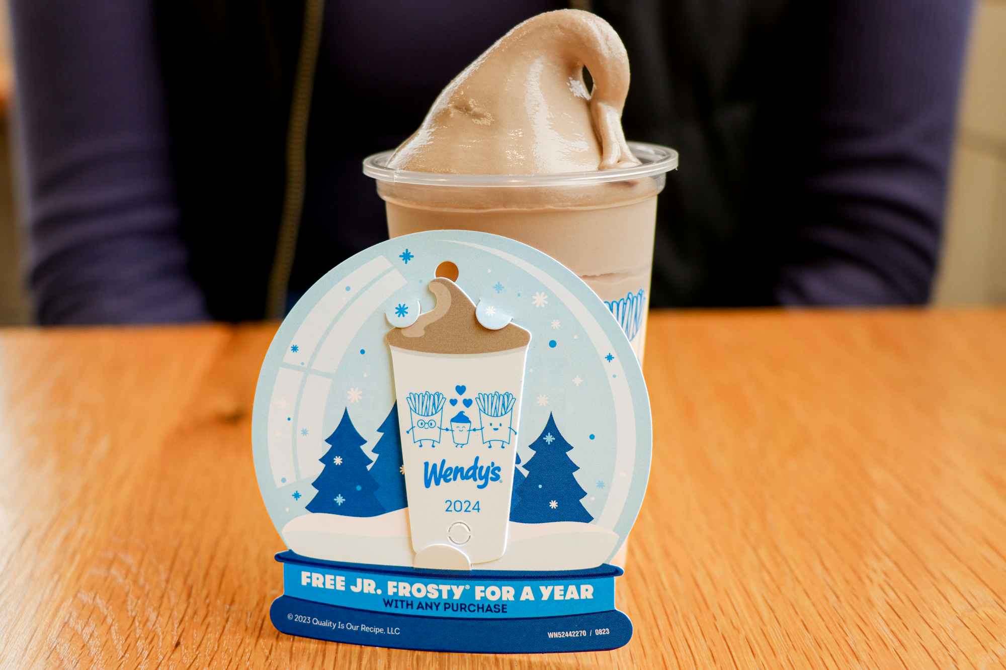 a frosty with a frosty key tag from wendys