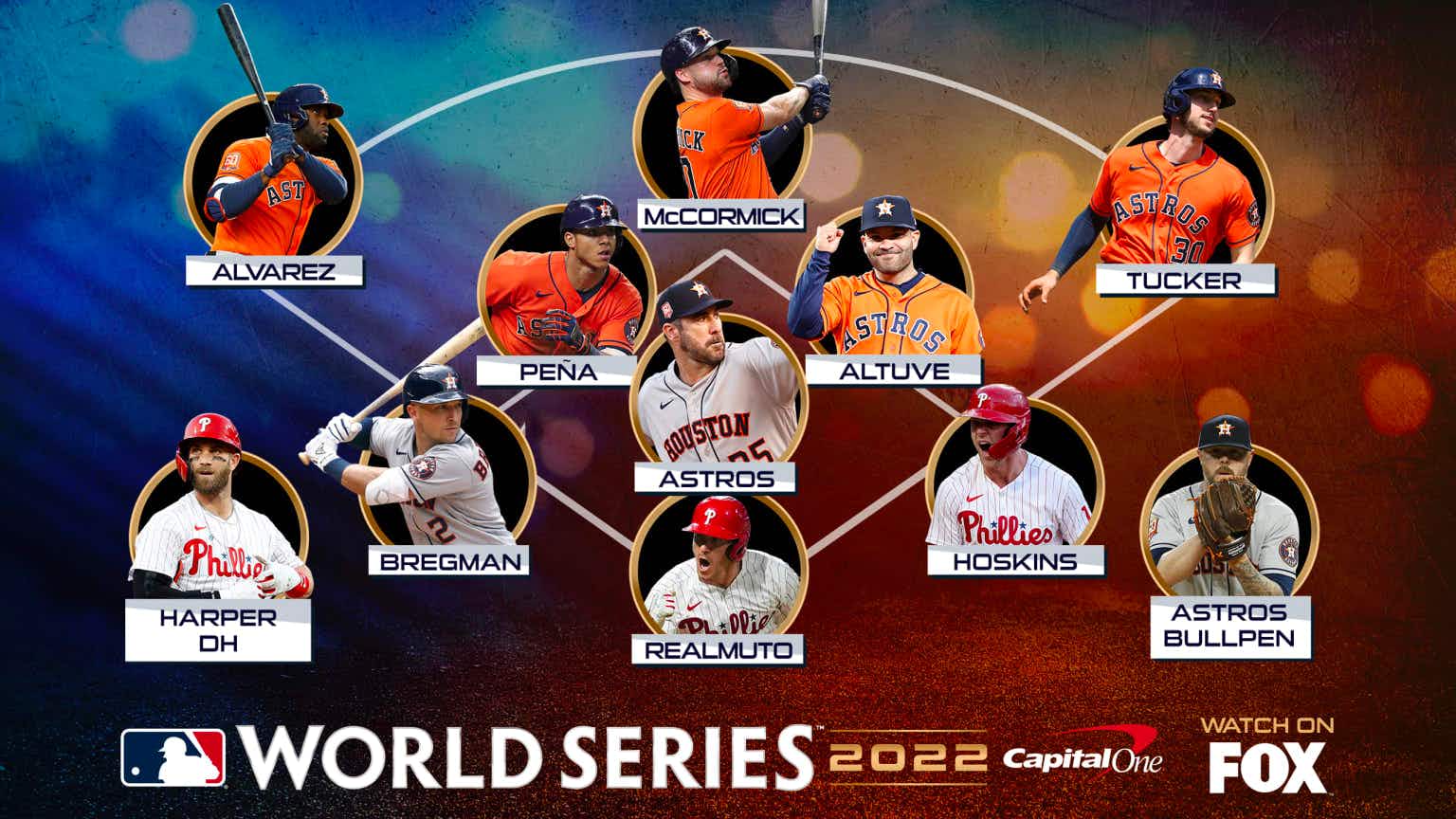A graphic of baseball players for the World Series