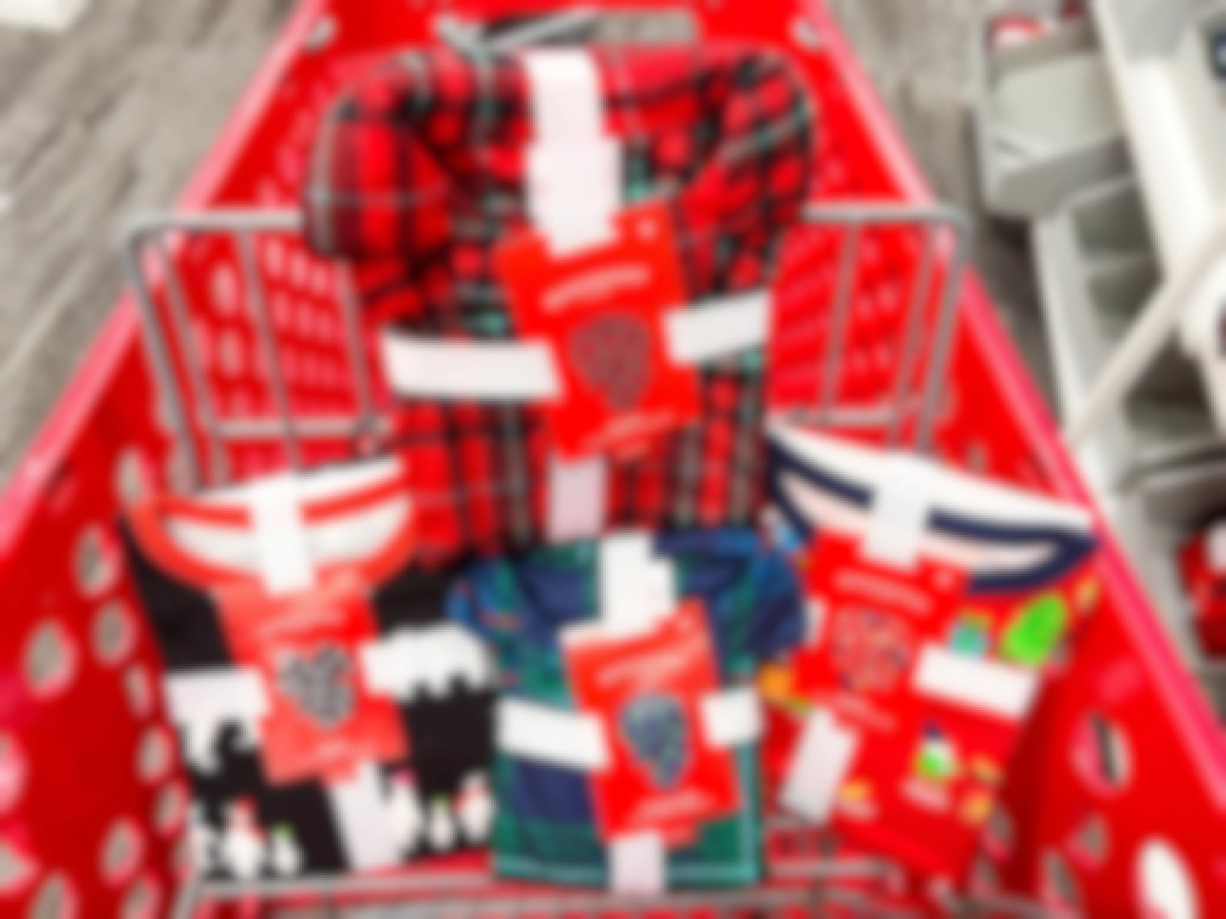 Target christmas pajamas in a shopping cart