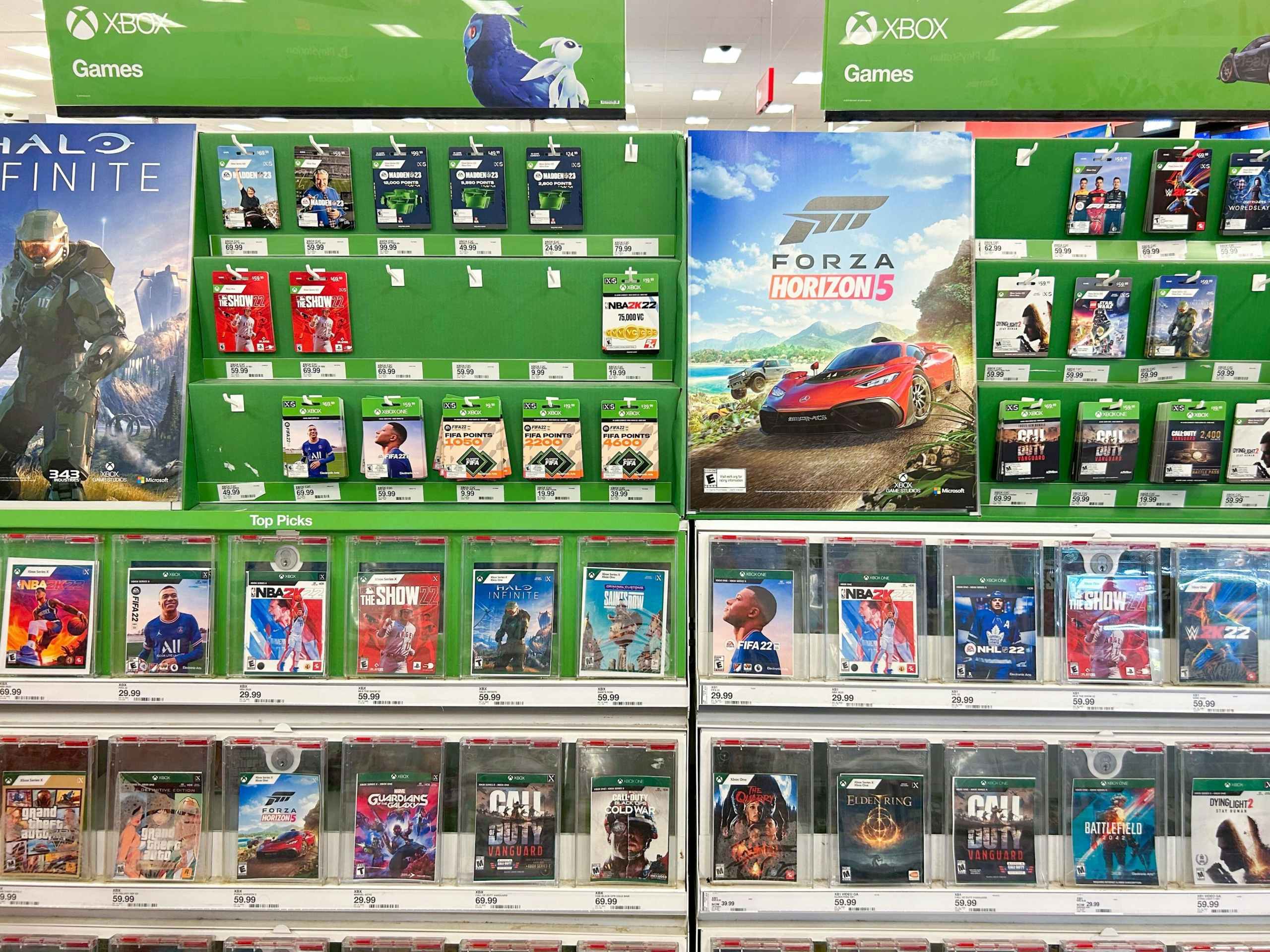 xbox games on shelf