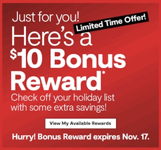 a JCPenney email giving you $10 in rewards