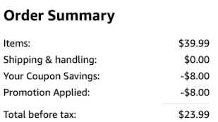 A screenshot of the total