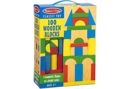 Melissa & Doug 100-Piece Wooden Building Blocks Set
