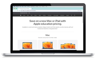 apple education pricing discount screen on laptop