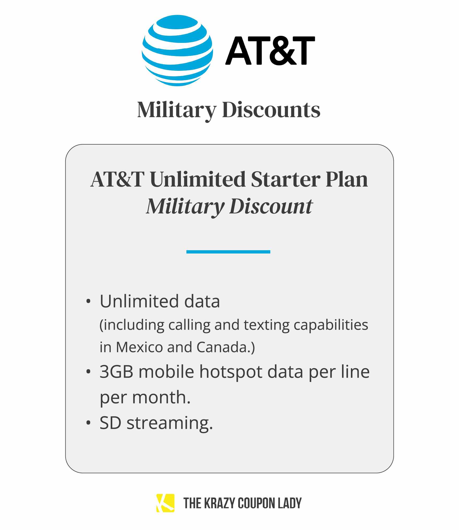 at&t military discounts unlimited starter plan graphic
