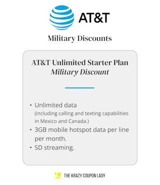 at&t military discounts unlimited starter plan graphic