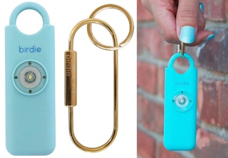 gifts for teens - A Birdie personal safety alarm and clip, and someone holding it