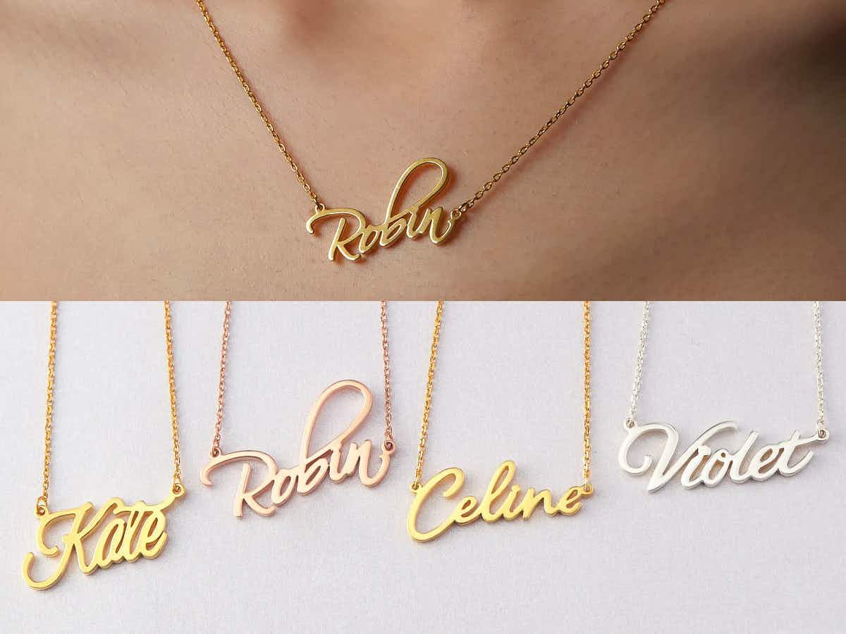gifts for teens - Necklaces with pendants that are different names in cursive
