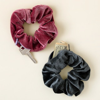 gifts for teens - Two scrunchies with pockets, hidden items peeking out from the pocket