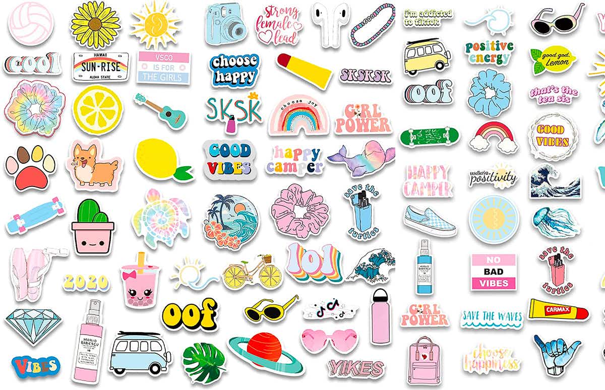 gifts for teens - An assortment of different fun laptop stickers