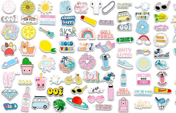 gifts for teens - An assortment of different fun laptop stickers