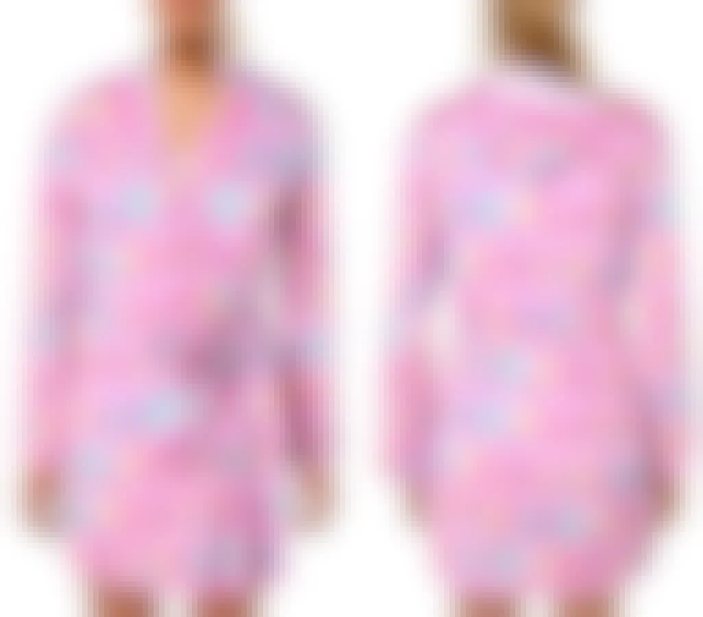 gifts for teens - A model wearing a pink robe with a popsicle design