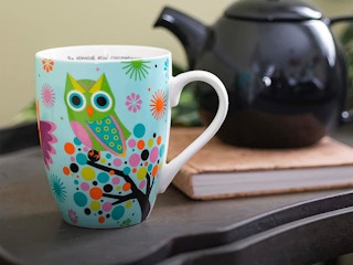 gifts for teens - A mug with an Owl design on a table next to a teapot