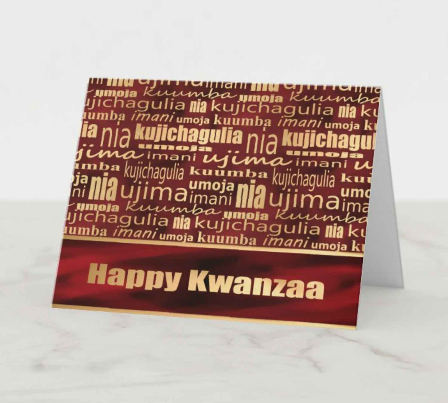 Seven Principles (Red/Faux Gold) Card
