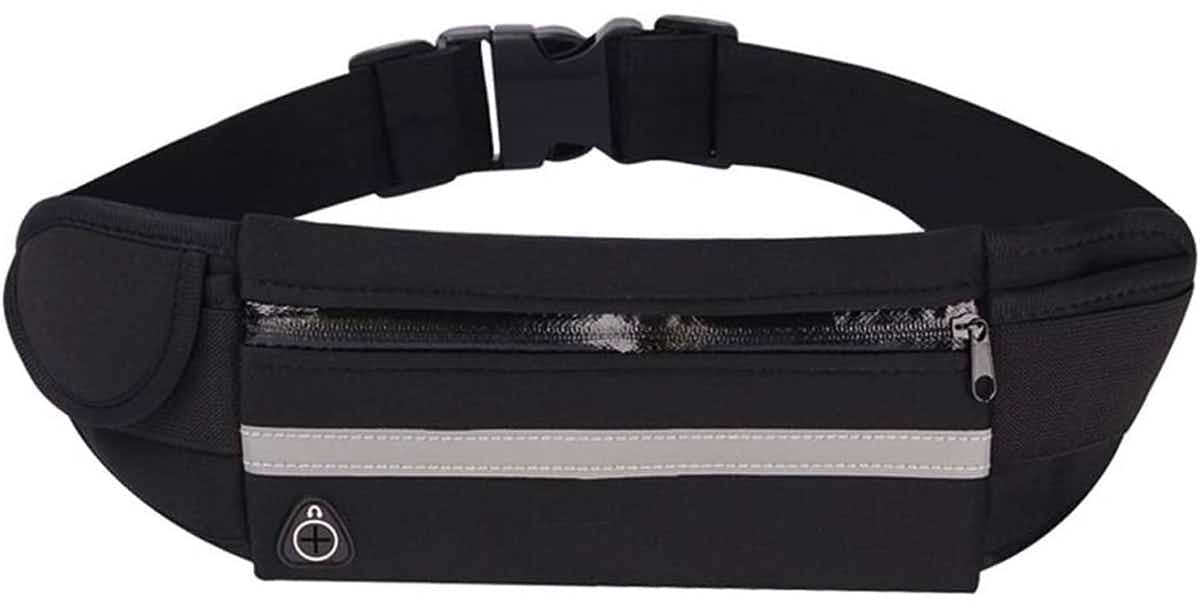 secret santa gifts - A black running belt pouch with a zipper on a white background