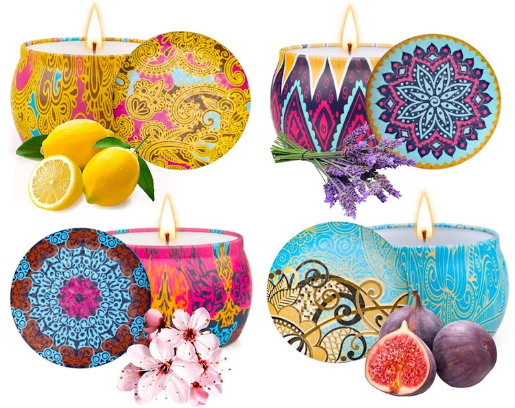 secret santa gifts - a collection of candles with cool patterns