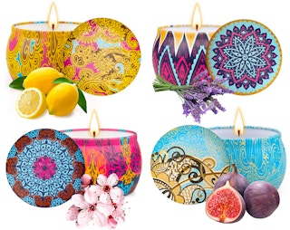 secret santa gifts - a collection of candles with cool patterns