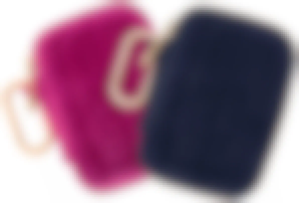 secret santa gifts - Magenta and navy blue furry earbud case holders