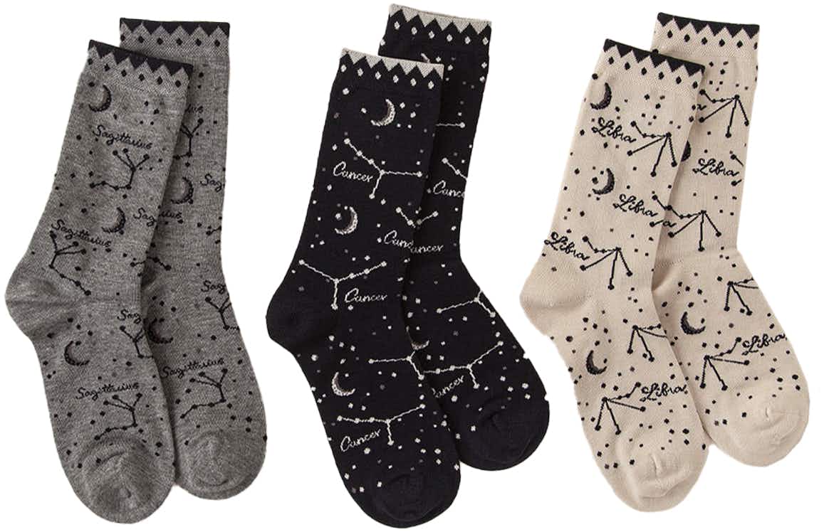 secret santa gifts - Three pairs of socks themed as different zodiac signs