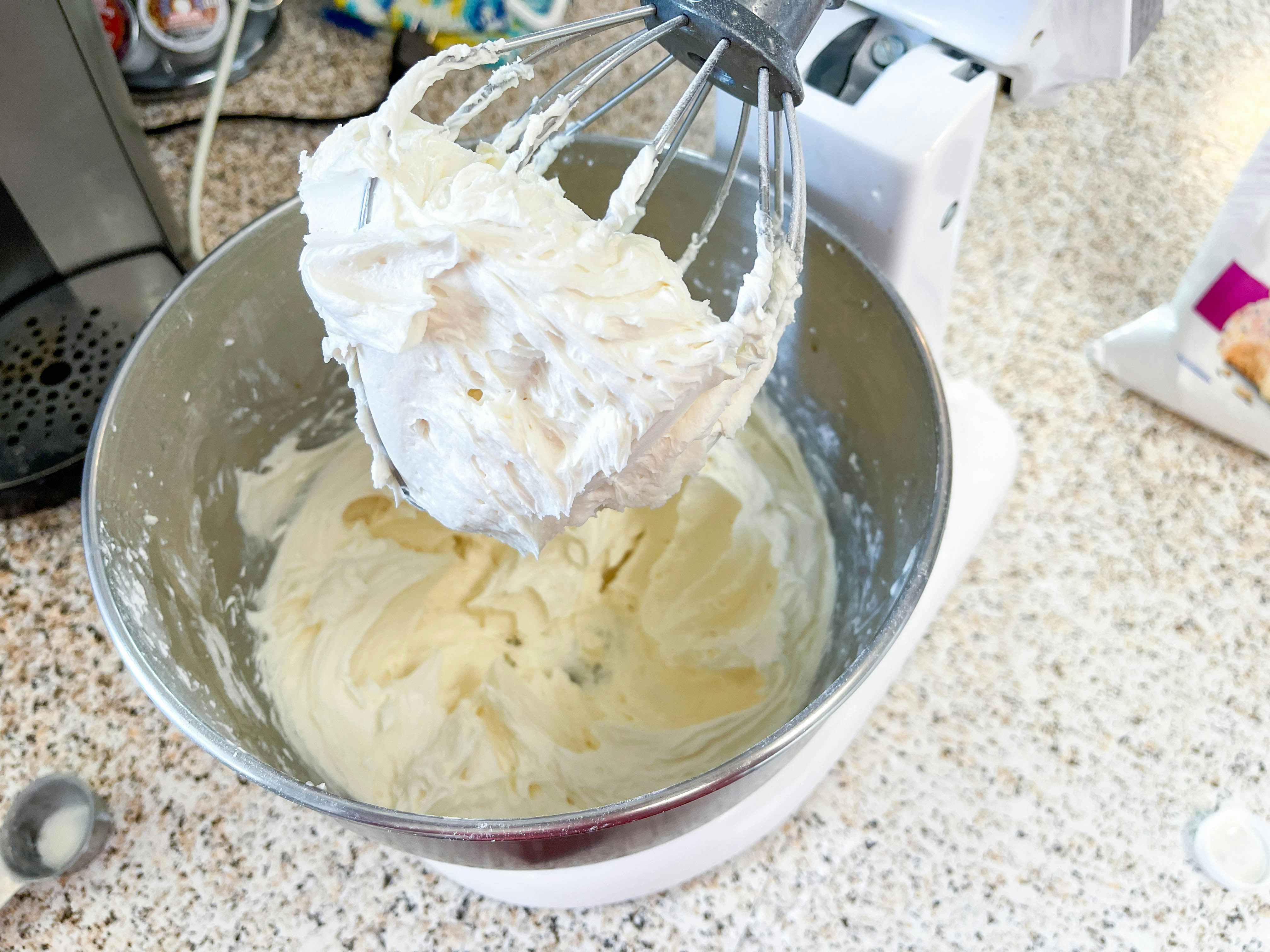 homemade frosting in an electric mixer 