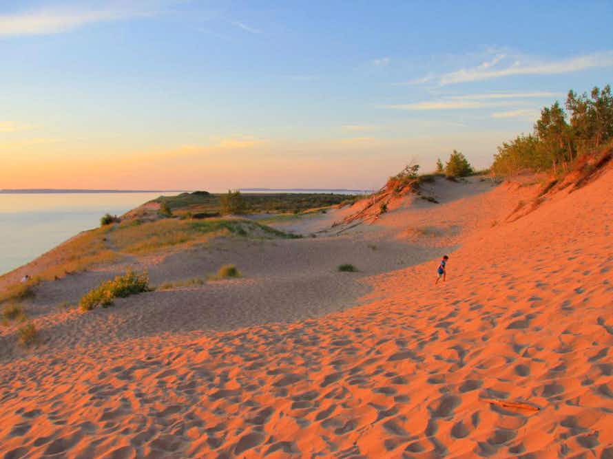 sleeping bear dunes national park at sunset