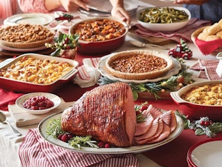 cracker barrel holiday ham feast on table