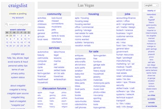 A screenshot of the craigslist home page