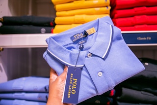 dillard's black friday - Blue Mesh Polo with a tag