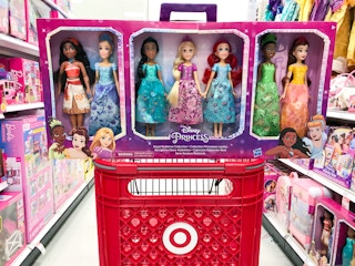 disney princess royal radiance collection sitting on top of a target cart