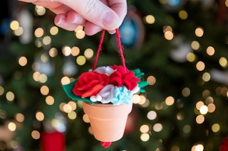 Felt flowers in a flower pot ornament