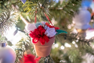 Felt flowers in a flower pot ornament