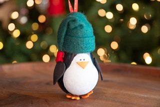 Penguin light bulb ornament