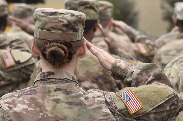Military personnel standing in formation