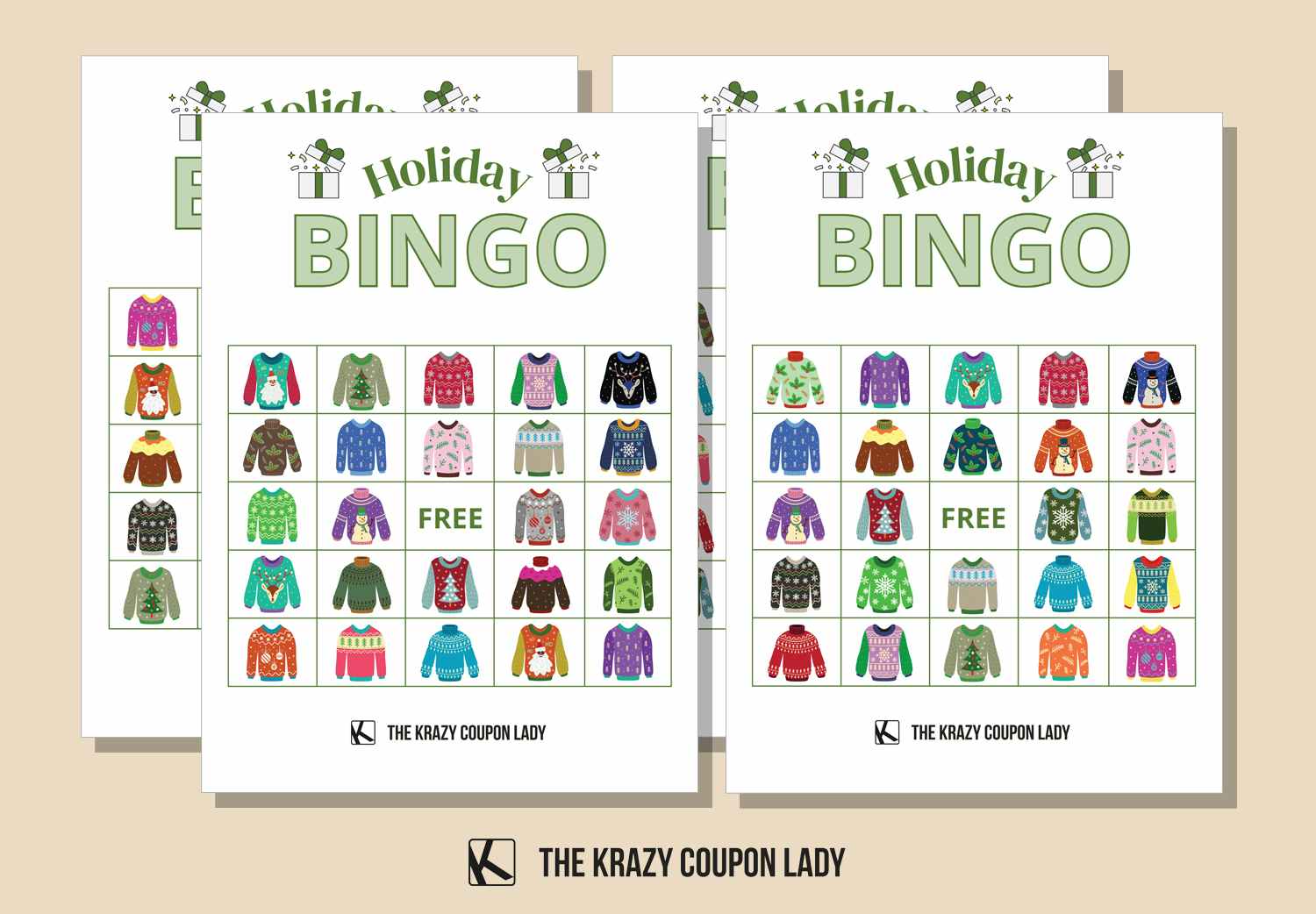 free holiday bingo cards with christmas sweaters