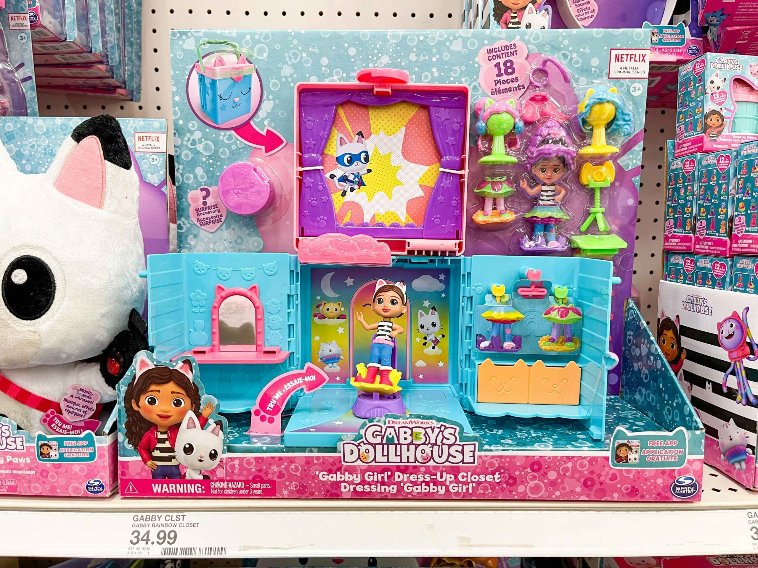 gabby's dollhouse rainbow closet playset on a target shelf