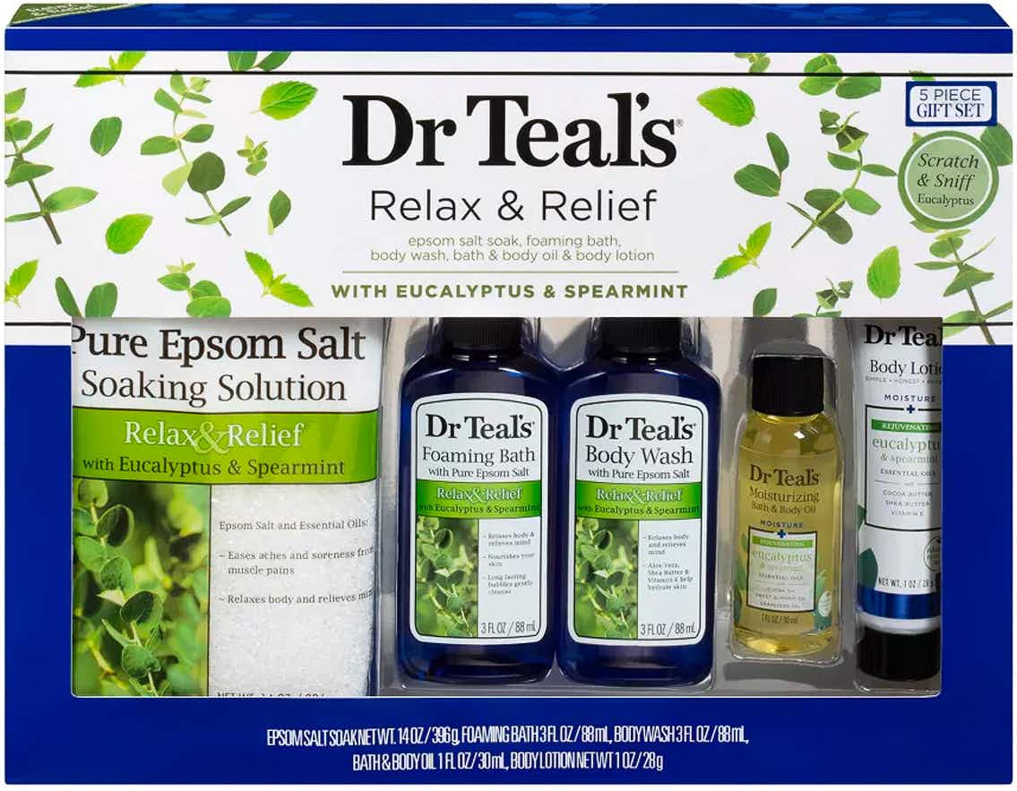 A Dr Teal's Eucalyptus Regimen Bath and Body Gift Set